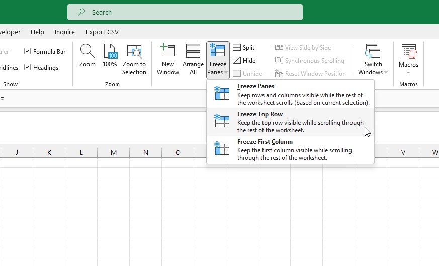 how to freeze a row in excel